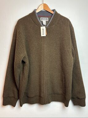NWT Duluth Trading Co Men’s XL Shetland Wool Windproof Zip Sweater Olive Green